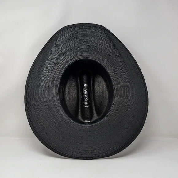 Wild Bill's 20X Straw Cowboy Hat Size 7 3/8 Black Palm Straw Western Wear - Picture 7 of 11